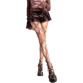 Distressed Ripped Fishnet Stockings for Women Sexy Hole Mesh Tights Y2k Lace Sheer Pantyhose