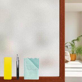 Bloss Window Privacy Film Bathroom Glass Frosted Film UV Sun Blocking Heat Control Window Static Clings Film Removable, Reusable,Anti-Glare Door Coverings for Bathroom Home Office,17.7 x 78.7 inches