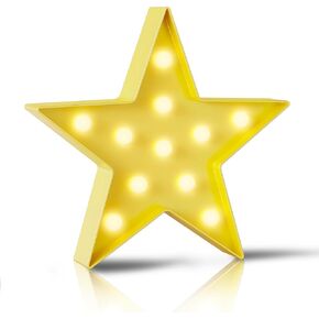 Yellow Star Battery Powered Night Light for Kids Room Decor, Baby Night Light, Kids Room Decor for Bedroom, Toddler Room Decor, Nursery Decor, Wall Decor for Bedroom，Party Decorations