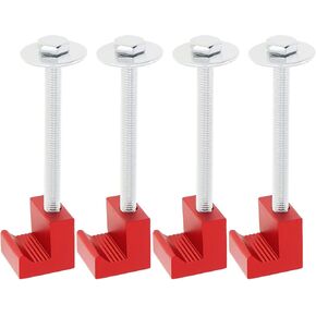 FORWODE 4PCS Truck Tool Box Mounting Kit, Red J Hook Truck Crossover Tool Boxes for Bed of Truck Aluminum Pickup Toolbox Rail Mounting Kit for Fix Tool Boxes Tie Downs Comes With Fastening Nuts
