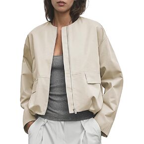 Yimoon Womens Bomber Jacket Lightweight Zip Up Ruched Hem Utility Anorak Coat Long Sleeve Y2K Jacket with Pockets