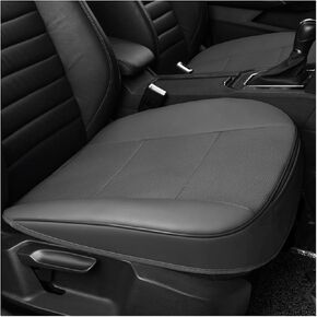 Mandark 2PCS Car Seat Cover, Bottom Full Wrapped Vehicle Front Seat Protector, Anti-Slip Breathable Leather Automotive Seat Cushion Pad Accessories, Universal for Sedan SUV Truck (Black)