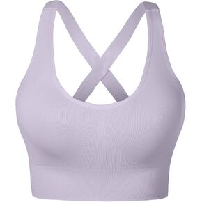 Sports Bra for Women Unpadded Medium Support Criss Cross Back Strappy Workout Bra High Impact Gym Activewear Top