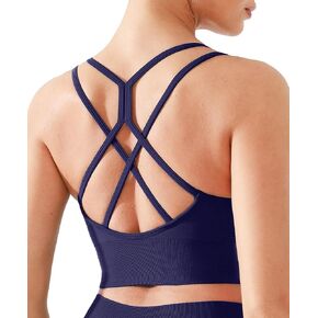 Strappy Longline Ruched v Neck Sports Bra for Women Seamfless Crisscross Back Medium Support Support Workout Yoga Bras