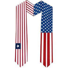 2025 Liberia Flag and USA Flag Graduation Stole Graduation Sash for International Student (Baccalaureate Gown and Hat Not Included)