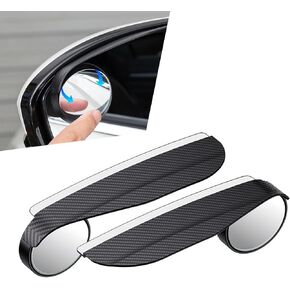 Pack-2 Car Rearview Mirror Rain Eyebrow, 6.6" x 2.1" 2-in-1 Expanded Vision Auxiliary Reversing Blind Spot Mirror, Carbon Fiber Rain Diversion Reflective Protector, Universal for Cars (Black)