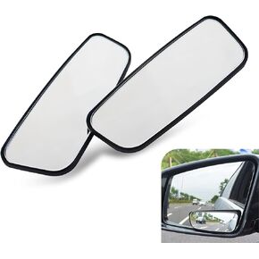 2 PCS Blind Spot Mirror, Rectangular Curved Wide Angle Parking Aid Tool, HD Glass Adjustable Angle Expand Horizons Mirror with Self-adhesive Bracket, for Most Cars Trucks (Black)