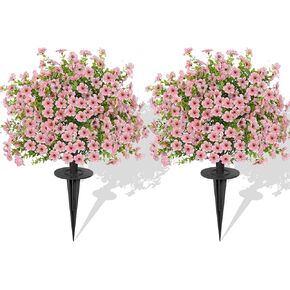23" Set of 2 Artificial Boxwood Topiary Ball with Violet Flowers with Spikes for Outdoor , UV Resistant Faux Greenery Shrubs, Realistic Fake Bushes Plants for Garden, Yard, Front Porch, Patio Decor