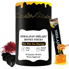 Himalayan Pure Nutritious Shilajit Honey Sticks Gold- Saffron, Honey - 75% Fulvic Acid, 85+ Trace Minerals - for Men Women - 30 Sticks(Shilajit Honey 30 Sticks)