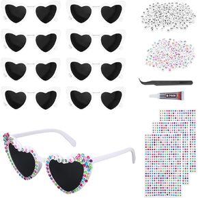 Bride Sunglasses, 8 Pack White Heart Sunglasses with DIY Accessories, Bride To Be Gifts for Bridesmaid Bachelorette Party Engagement Party Wedding Shower Bridal