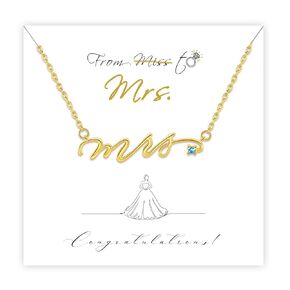 Mrs Necklace as Bachelorette Gifts for Bride to be, Bridal Jewelry as Bridal Shower Engagement Wedding Gifts for Women Best Friend Sister Fiance, Something Blue Bachelorette Party Accessories Outfits