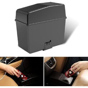 Pack-1 Car Trash Can, 8.2" x 7.8" x 3.9" Multifunctional Push Type Waterproof Storage Box, with Lid Detachable Structure Trash Can, Universal Portable Organizer for Car Home (Black #3)