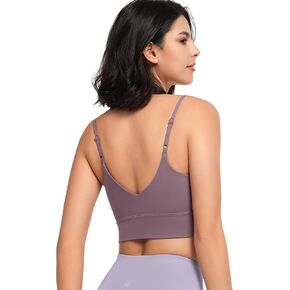 Yvette Adjustable Yoga Sports Bras for Women Light Support Padded Wireless Spaghetti Strap Bra with Removable Pad