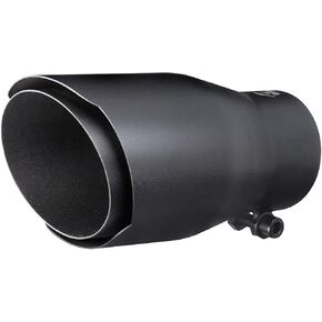 Black Exhaust tip -2.5'' Inlet Bolt on Double Wall Design- Black Coated Stainless Steel Car Muffler Tips 2.5" ID x 3.5"OD x 7"L