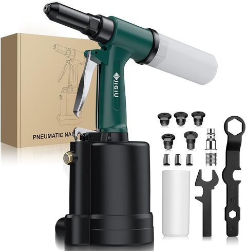 JiGiU Pneumatic Tool Air Riveter 3916LBF Pulling Pneumatic Rivet Gun Heavy-Duty Air Pop Riveter 3/32", 1/8", 5/32", 3/16" and 1/4" Capacity for Automotive, Construction, Manufacturing Industries in Kuwait
