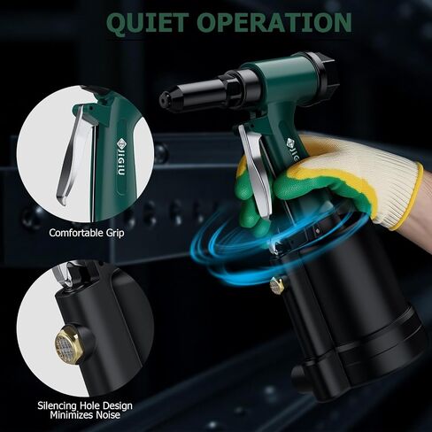 JiGiU Pneumatic Tool Air Riveter 3916LBF Pulling Pneumatic Rivet Gun Heavy-Duty Air Pop Riveter 3/32", 1/8", 5/32", 3/16" and 1/4" Capacity for Automotive, Construction, Manufacturing Industries in Kuwait