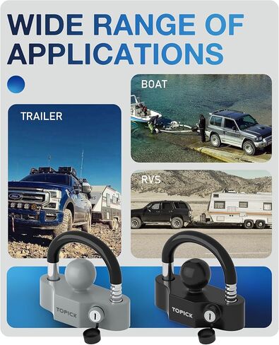 Heavy-Duty Trailer Coupler Lock with PVC-Coated U-Bolt, Universal Fit for 1-7/8", 2", 2-5/16" Hitch Couplers, Anti-Theft Security for RV, Boat, Utility Trailers, Grey in Kuwait