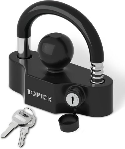 Heavy-Duty Trailer Coupler Lock with PVC-Coated U-Bolt, Universal Fit for 1-7/8", 2", 2-5/16" Hitch Couplers, Anti-Theft Security for RV, Boat, Utility Trailers, Grey in Kuwait