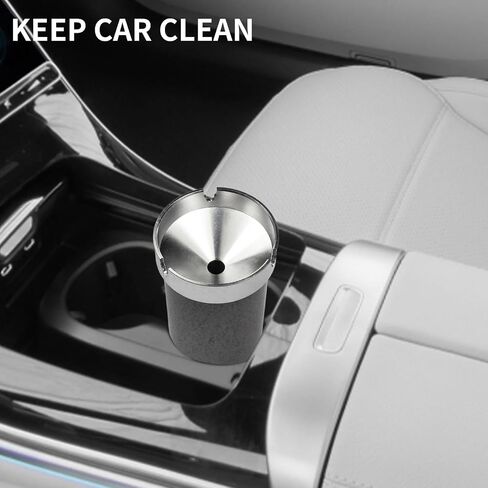 Aluminum Car Ashtray Smellproof for Cup Holder,Portable Auto Ashtray Smokeless Car Accessories for Home Office (Black) in Saudi Arabia