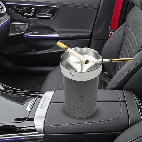 Aluminum Car Ashtray Smellproof for Cup Holder,Portable Auto Ashtray Smokeless Car Accessories for Home Office (Black) in Saudi Arabia
