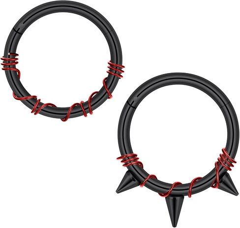 Stuppendux 2PC Steel Colored Coil Septum Clicker Ring Nose Ring Hoop Sleeper Hoop Earring Helix Rook Conch Cartilage Daith Tragus Earrings Nose Piercing Jewelry for Women Men in Saudi Arabia
