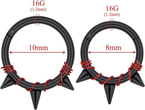 Stuppendux 2PC Steel Colored Coil Septum Clicker Ring Nose Ring Hoop Sleeper Hoop Earring Helix Rook Conch Cartilage Daith Tragus Earrings Nose Piercing Jewelry for Women Men in Saudi Arabia