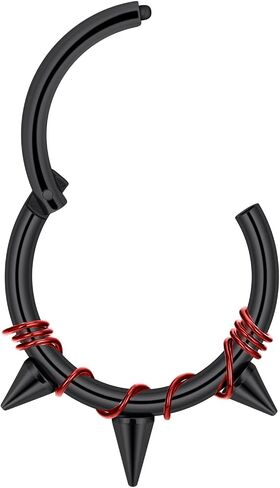 Stuppendux 2PC Steel Colored Coil Septum Clicker Ring Nose Ring Hoop Sleeper Hoop Earring Helix Rook Conch Cartilage Daith Tragus Earrings Nose Piercing Jewelry for Women Men in Saudi Arabia