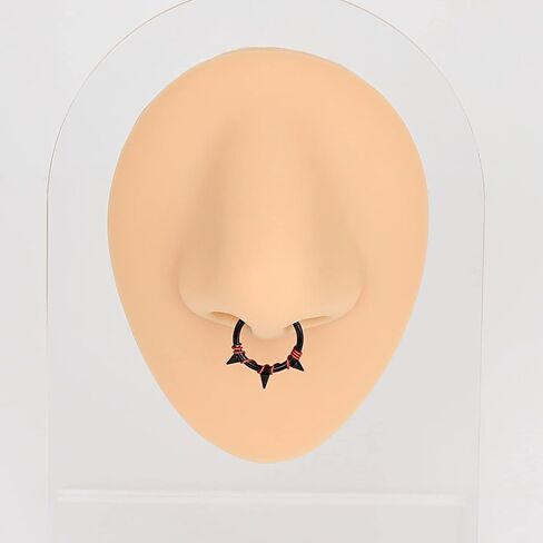 Stuppendux 2PC Steel Colored Coil Septum Clicker Ring Nose Ring Hoop Sleeper Hoop Earring Helix Rook Conch Cartilage Daith Tragus Earrings Nose Piercing Jewelry for Women Men in Saudi Arabia