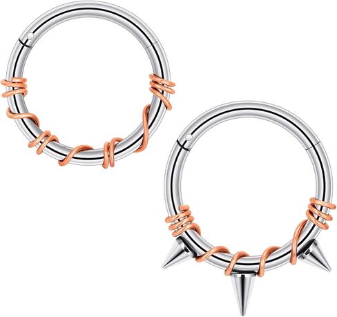 Stuppendux 2PC Steel Colored Coil Septum Clicker Ring Nose Ring Hoop Sleeper Hoop Earring Helix Rook Conch Cartilage Daith Tragus Earrings Nose Piercing Jewelry for Women Men in Saudi Arabia