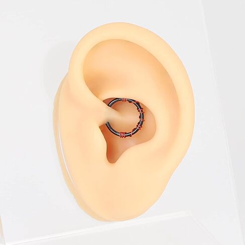 Stuppendux 2PC Steel Colored Coil Septum Clicker Ring Nose Ring Hoop Sleeper Hoop Earring Helix Rook Conch Cartilage Daith Tragus Earrings Nose Piercing Jewelry for Women Men in Saudi Arabia