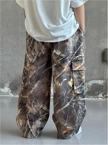 GORGLITTER Boy's Camo Print Baggy Cargo Pants Flap Pocket Wide Leg Track Pants in Saudi Arabia