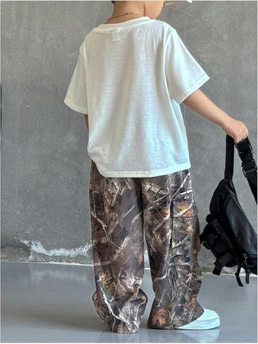 GORGLITTER Boy's Camo Print Baggy Cargo Pants Flap Pocket Wide Leg Track Pants in Saudi Arabia