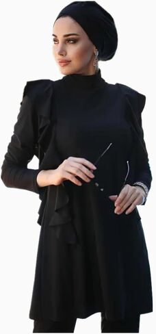 Modest Muslim Swimwear Women Islamic Black Swimsuit Full Cover Hijab Burkini Rash Guard Set Long Sleeve Bathing Suit in Saudi Arabia