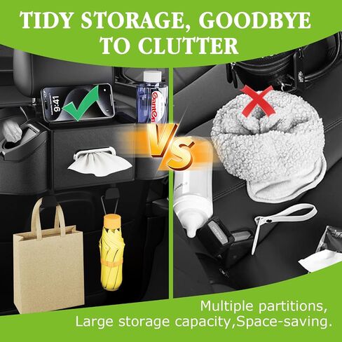 Multifunctional Car Seat Back Organizer with 2 Cup Holders, Spacious Storage for Tissues, Keys, Umbrellas, Bags & Glasses, Built in Waste Bin, Universal Hanging Storage Box for Cars, SUVs (Orange) in Saudi Arabia
