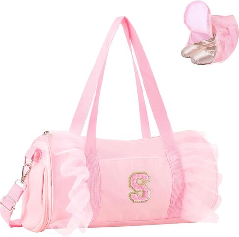 حقيبة رقص أولية مخصصة للفتيات ، رياضة صالة رياضية صغيرة رياضة اليوغا ، هدية للنساء للبنات في سن المراهقة ، رسالة لطيفة أطفال باليه سست صغار السفر مع الأشرطة القابلة للتعديل (Pink-A) in Kuwait