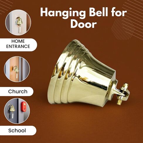 Hanging Bell | Hanging Bell for Door, Reception, School, Outdoor, Indoor, Dinner & Chruch | Heavy Aluminum | Nautical Ship Bells (Gold, 4 Inch) in Saudi Arabia
