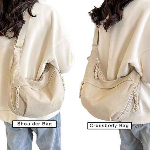 Nylon Hobo Crescent Crossbody Bag for Women,Dumpling Bag Moon Shoulder Bag in Saudi Arabia