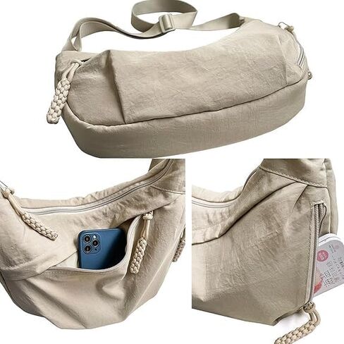 Nylon Hobo Crescent Crossbody Bag for Women,Dumpling Bag Moon Shoulder Bag in Saudi Arabia