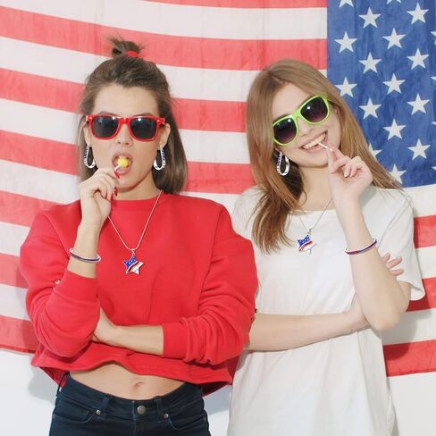XunYee 4 Pcs 4th of July Jewelry Set for Women Patriotic Earrings Independence Day Bracelet USA American Flag Necklace Gifts in Saudi Arabia
