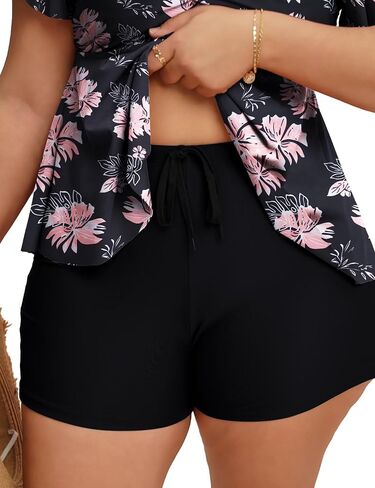 LIENRIDY Women's Plus Size Swimsuits Ruffled Sleeve Tummy Control Swimwear Two Piece Bathing Suits in Saudi Arabia