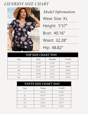 LIENRIDY Women's Plus Size Swimsuits Ruffled Sleeve Tummy Control Swimwear Two Piece Bathing Suits in Saudi Arabia