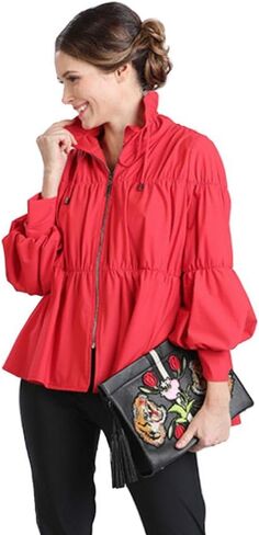 IC Collection Zip Front Cinched Parachute Jacket - 1395J in Saudi Arabia