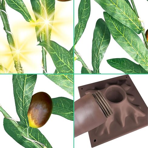 5FT Lighted Olive Tree with 300pcs Lights, Prelit Olive Tree with 8 Flashing Modes and Timer, Came with 500pcs Artificial Olive Leaves and 40 Artificial Olive, LED Olive Tree for Easter Spring Decor. in Saudi Arabia