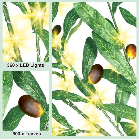 5FT Lighted Olive Tree with 300pcs Lights, Prelit Olive Tree with 8 Flashing Modes and Timer, Came with 500pcs Artificial Olive Leaves and 40 Artificial Olive, LED Olive Tree for Easter Spring Decor. in Saudi Arabia