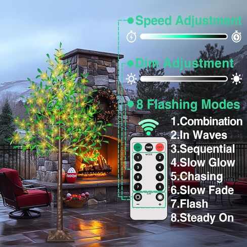 5FT Lighted Olive Tree with 300pcs Lights, Prelit Olive Tree with 8 Flashing Modes and Timer, Came with 500pcs Artificial Olive Leaves and 40 Artificial Olive, LED Olive Tree for Easter Spring Decor. in Saudi Arabia