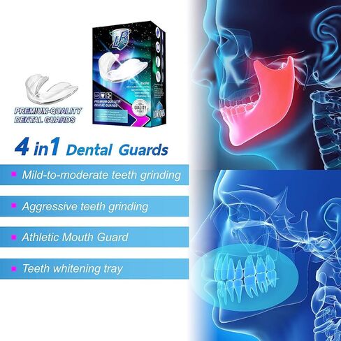 LORIOUS Mouthguard - One Size Fits All Premium Set of 6 BPA Free Moldable, Customizable and Trimmable Medical Grade Mouth guard for Grinding Teeth Clenching Bruxism, Sport Athletic, Whitening Tray in Kuwait