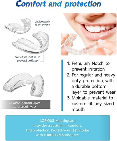 LORIOUS Mouthguard - One Size Fits All Premium Set of 6 BPA Free Moldable, Customizable and Trimmable Medical Grade Mouth guard for Grinding Teeth Clenching Bruxism, Sport Athletic, Whitening Tray in Kuwait