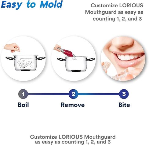 LORIOUS Mouthguard - One Size Fits All Premium Set of 6 BPA Free Moldable, Customizable and Trimmable Medical Grade Mouth guard for Grinding Teeth Clenching Bruxism, Sport Athletic, Whitening Tray in Kuwait