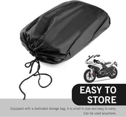 1 PC 190 T Cover ، 104.33 "× 49.21" × 41.33 "غطاء أمطار داخلي وخارجي مع مشبك الرياح ، غطاء غبار جسم الدراجات النارية مع ثقب في القفل ، عالمي لمعظم الدراجات النارية (الأسود والفضي) in Kuwait