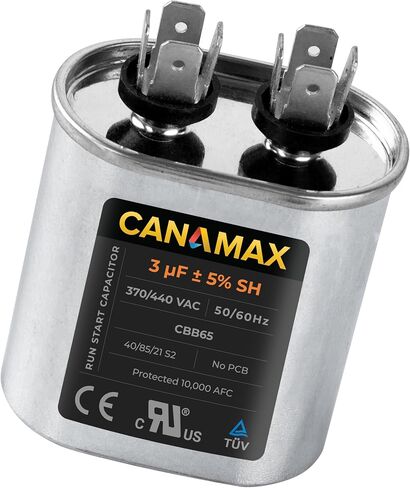 Canamax 25+5 فائق التوهج ± 5% MFD 370 أو 440V مكثف تشغيل دائري - بديل لمكيف الهواء 50/60 هرتز لتشغيل محرك التيار المتردد أو تشغيل المروحة ومكيف الهواء البارد أو المضخة الحرارية in Saudi Arabia